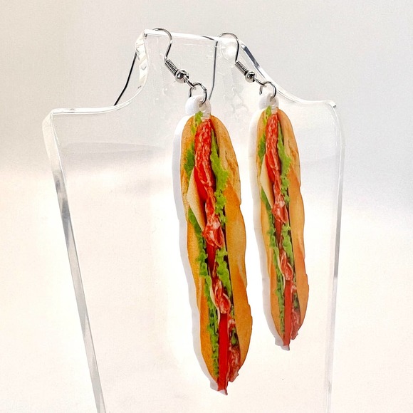 Hoagie Sub Sandwich Earrings - Cookout Earrings - Bartender Earrings Accessories - Picture 2 of 8